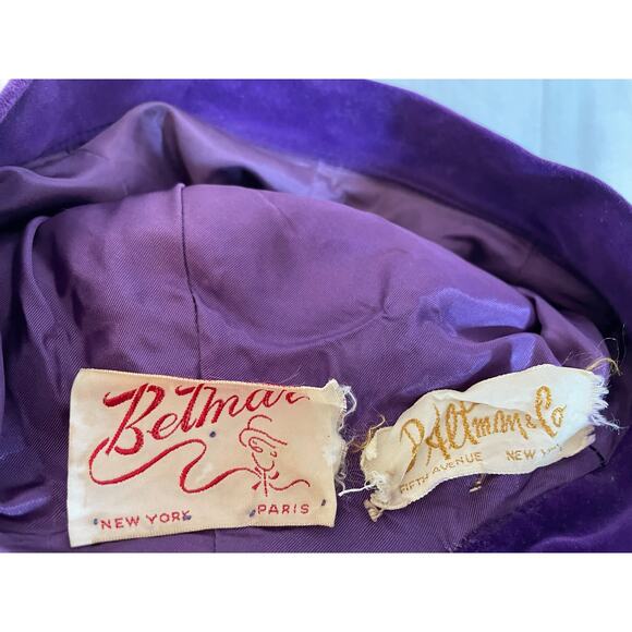 Vtg 50s 60s New Look Velvet Color Block Turban Bee Hive Hat Belmar B Altman Co - Picture 9 of 15